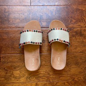 Brand new Toms rainbow pom sandals